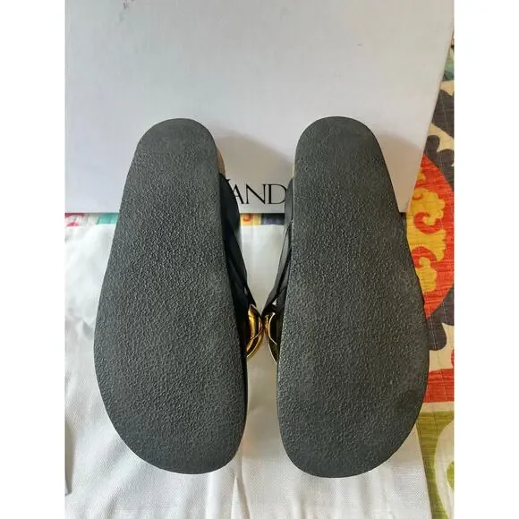 JW Anderson Chunky Napa Chain Slide Mules Black & Gold Size: 37 Women’s US 7